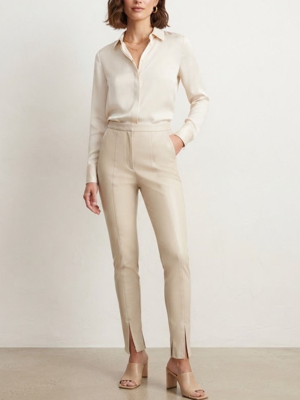 Forever 21 Cream Skinny High-Rise Jeans